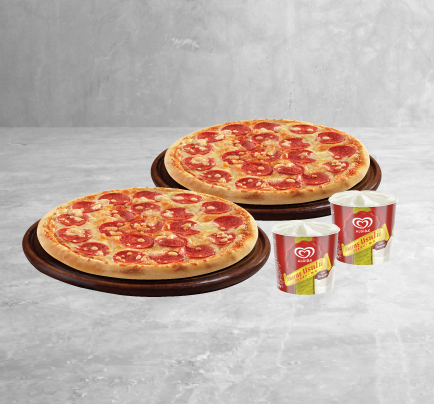 2 Orta Boy Pizza + 2 Adet Algida Dondurma Kampanyası